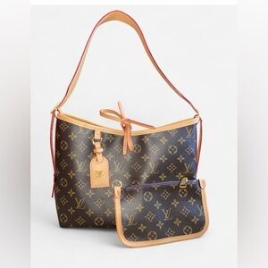 Vegan Leather & Coated Canvas Monogram Shoulder Bag w/ Matching Pochette | P M